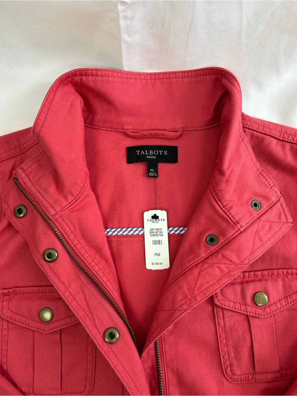 *NEW* Talbots Lightweight Utility Chore Jacket Pink Petite Medium - Picture 4 of 8